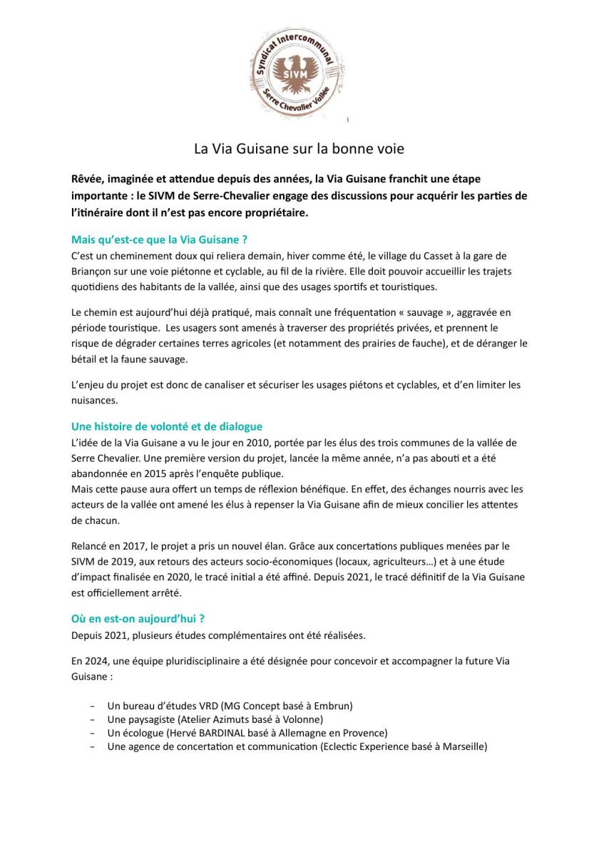 Communiqué Via Guisane - Page 1