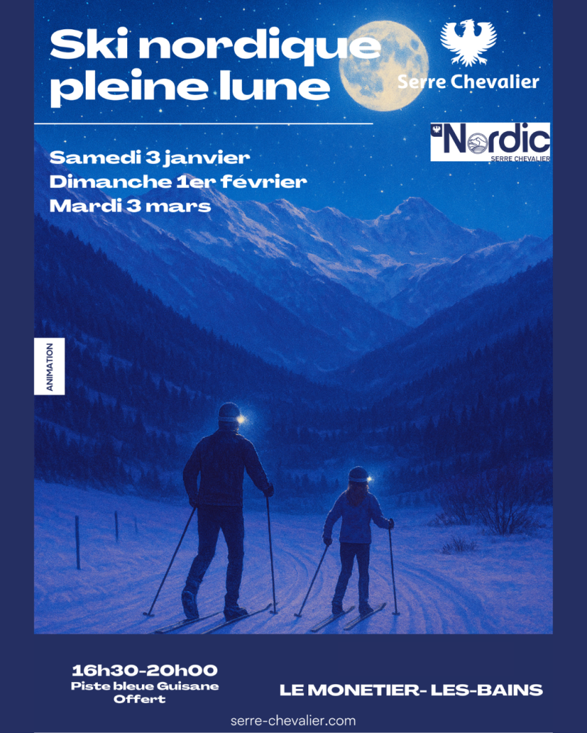 Affiche ski pleine lune 